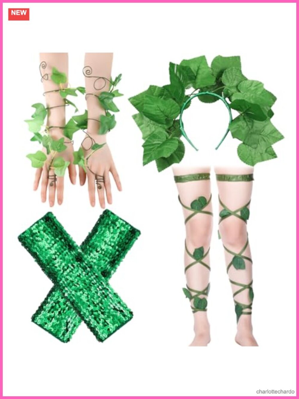 Leaf Arm Leg Wraps Hairband Elf Costume Set for Women